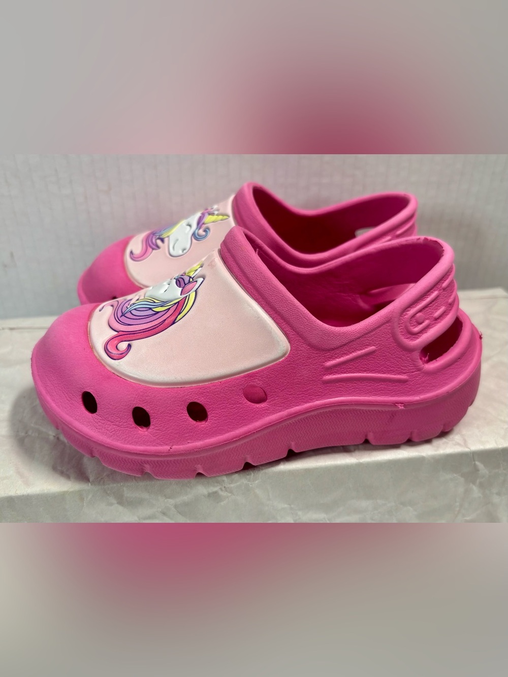 CROCS Girls' Hot Pink Unicorn Slip-On Clog